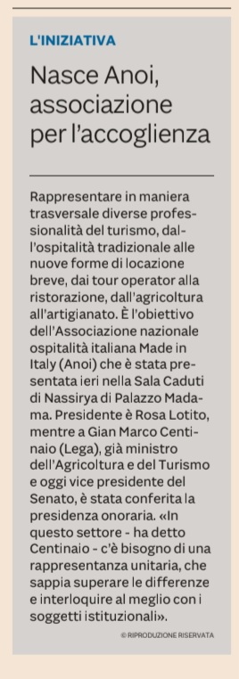 Articolo del Sole 24 Ore