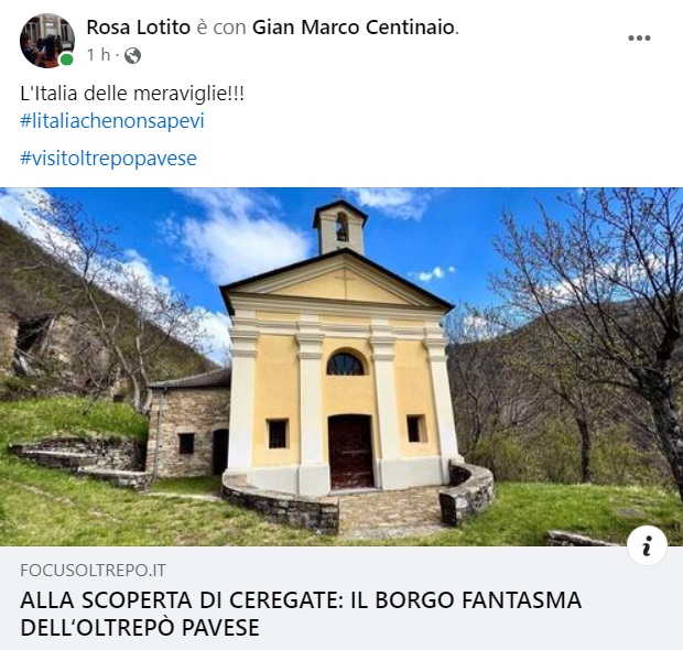 Immagine di post su Oltrepò Pavese con dicitura #italiachenonsapevi